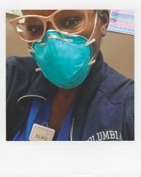Nurse wearing face mask.